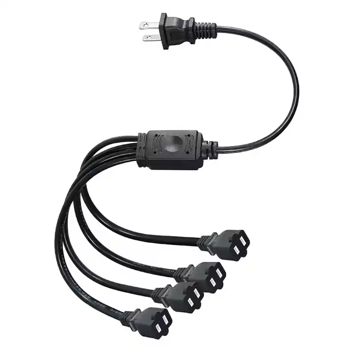 NEMA 1-15P to Multi-Outlet NEMA 1-15R Splitter Extension Cord with Molded Strain Relief